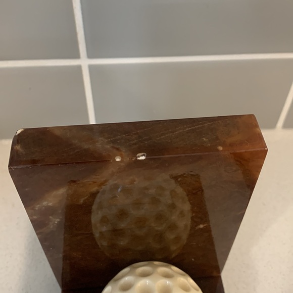 Vintage Alabaster Golf Ball Bookends - Picture 10 of 12